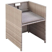 AJSEOYBS Outdoor Patio Set,Outdoor Garden Furniture,11 Piece Patio Dining Set with Cushions Poly Rattan Beige,for Deck, Patio, Garden, Poolside, Backyard
