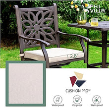 PHI VILLA Patio Furniture Set 3Pcs Cast Aluminum High Top Table & Swivel Bar Stools with Cushion Rero Brown-set