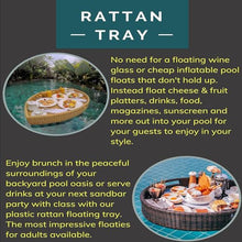 Floating Tray Wood Ratten Floating Pool Tray Stylish Breakfast Food Serving Tray on The Water for Swimming Pool Party,Wood