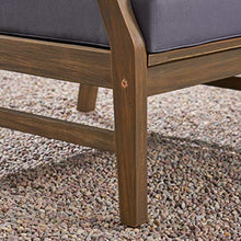 GDFStudio Outdoor 5 Piece Acacia Wood Club Chair and Fire Pit Set, Gray Finish & Gray