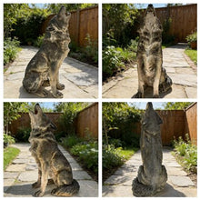HakGak 29.7" Realistic Wolf Garden Statue, Hand-Painted Gray Resin Wildlife Sculpture with Detailed Fur Texture for Outdoor Patio, Yard & Lawn Decor