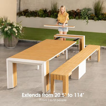 Transformer Extendable Outdoor Dining Table, Light Oak, Natural