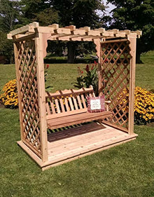 Backyard Crafts Amish-Made Covington Style Cedar Arbor with Deck & Swing 6' Wide Unfinished
