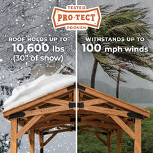 Backyard Discovery Norwood 16 ft. x 12 ft. Cedar Wood Gazebo,Thermal Insulated Steel Roof, Durable, Supports Snow Loads and Wind Speed, Rot Resistant, Backyard, Deck, Garden, Patio