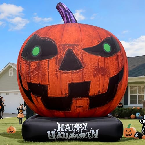 Wellcomer 20' Giant Halloween Inflatable Pumpkin with Powerful Blower, Blow Up Holiday Decorations for Outdoor Yard Lawn Halloween Party (Without LED Lights)