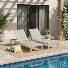 Outdoor Escape Gray Aluminum Chaise Lounge Set of 2, Durable Weatherproof Construction, Comfortable Cushioned Seats, Sleek Modern Design for Patio, Garden