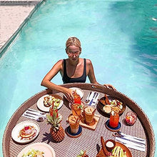 Floating Tray Luxury Floating Tray Table Bar - Floating Game or Card Table Tray for Pool - Rattan Wicker Serving Tray for Swimming Pool Dark Brown