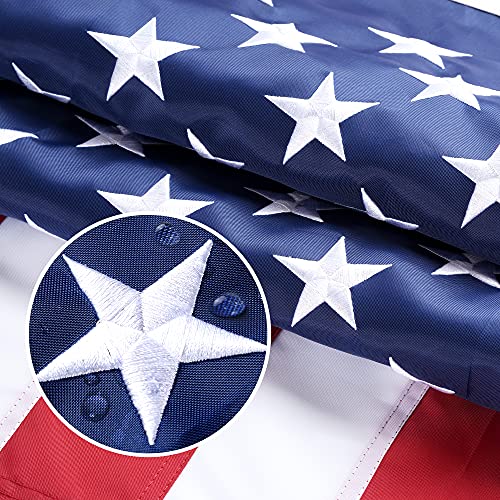 VICDRIA 15x25 American Flags for Outside Embroidered Stars Brass Grommets