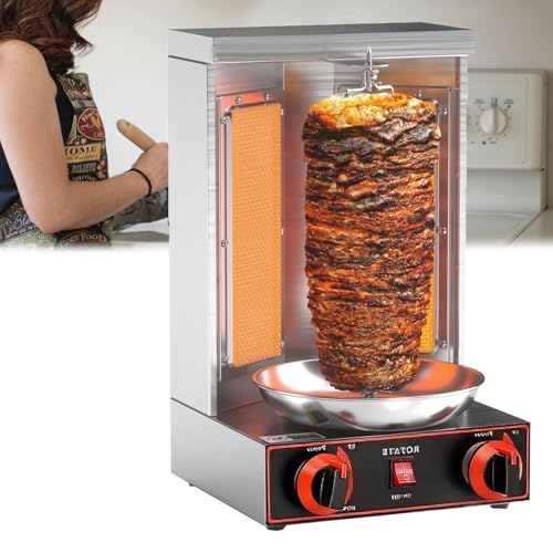 Dfdieratve Shawarma Grill Doner Kebab Machine Gas Gyro broilers Rotating Home Vertical Rotisserie with 2 Burners for Chicken Roast,Turkey Roast,Tacos,Roast,barbecuestove