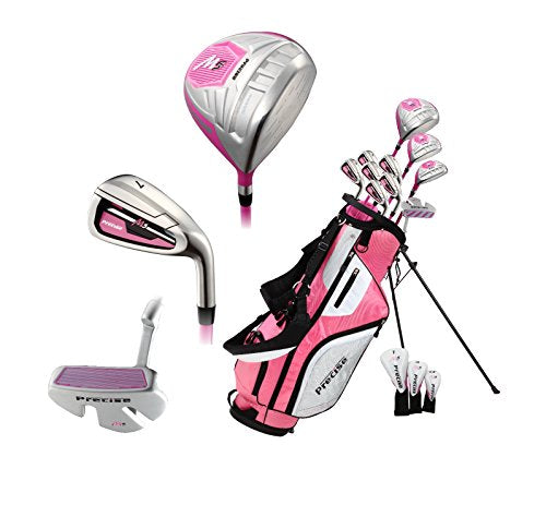 PRECISE Ladies Pink Right Handed M5 Golf Club Set, Includes: Driver, Wood, Hybrid, Irons, Putter, Pink