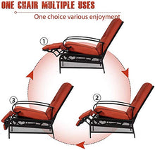 Skiway Outdoor Patio Recliner with Hand-Woven Wicker, Rust-Resistant Frames and Small Side Table Set of 3(Red), 2 seats