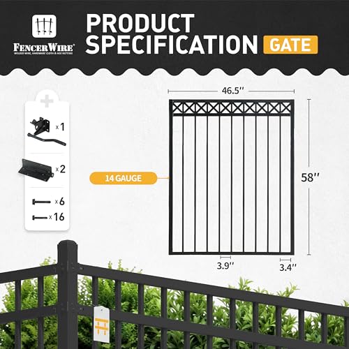 Fencer Wire Heavy Duty Flat Top X-Pattern Decorative Fence Gate Black 5FT x 4FT, Pack of 5