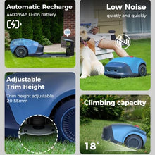 TYYMLY Robotic Lawnmower with Parallel Path Mowing,33% Gradient and Rain Sensor,APP Controlled Robotic Lawnmower with Charging Station(Blue)
