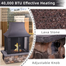 Afterglow Outdoor Propane Fire Pit Table for Patio Garden Backyard Outside Porch, Rectangle Rustic Stacked Stone Firepit Table with Top, Cover & Lava Rocks, 40000 BTU, CSA Certificated, 36"x20"x48"H
