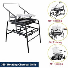 360 Rotating Charcoal Grills, Stainless Steel Flipping Barbecue Grill, Outdoor Foldable Barbecue Grill, Barbecue Grill Suitable Kebab Grill, for Multiple People