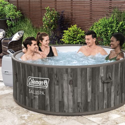 Coleman SaluSpa Napa AirJet Inflatable Hot Tub Gray Wood