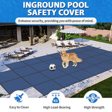 iCOVER Inground Pool Safety Cover, Fits 18x36ft Rectangular Pools with 4x8ft Center End Step, Winter Pool Covers for Inground Pools, Safety Pool Covers, Triple Stitched High Strength, Blue