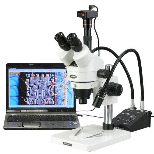 AmScope Digital Trinocular Stereo Zoom Microscope 7X-45X Magnification with 1.3MP Camera