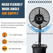 CUTPOIY Misting Fan Outdoor, 90° Oscillating Pedestal Fan with Mist for Shop, Garage, Barn, Workspace, 11 Gallon Tank, 71cm/28in