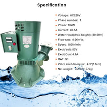 WYDDDARY 10KW Hydro Power Generator Water Turbine Generator AC220V 1PH, 0.06m³/s Flow Rate, 1800r/min, Excitation Water Pelton Turbine, with Automatic Voltage Regulation and Leakage Protection