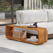 Christopher Knight Home Bruno Durable Acacia Wood Outdoor Coffee Table with Hollowed-Out Design, Slatted Patio Side Table, Versatile Patio Outdoor Furniture, No Assembly Needed, Teak