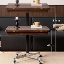 JOSOGO Solid Wood Folding Dining Table with Wheels,Height Adjustable Workstation,Portable Rolling Laptop Cart,Side Table by The Sofa,Standing Desk,Extendable(A)