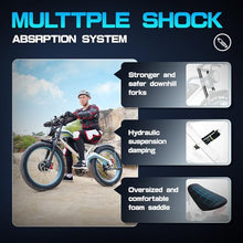 Tumotcy 1000W Electric Bike 52V 23Ah 7-Speed Fat Tire Dual Motor White