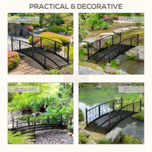 Hassyee Sturdy 7' Metal Arch Bridge with Ornate Scrollwork Rails & Steady Handrail Support for Creek Crossings, Decorative Footbridge with Weather-Shield Coating and Stable Tread for Garden Pathways