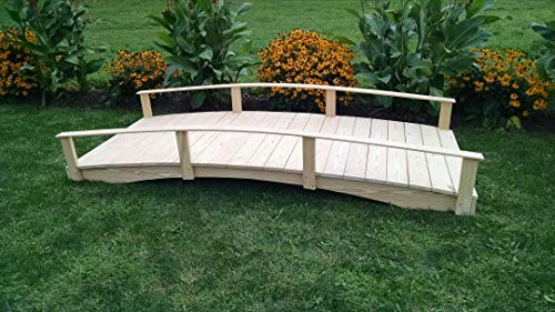 Backyard Crafts Amish-Made Weight-Bearing Pine Oriental Garden Bridge 3' x 4' Mushroom Stain