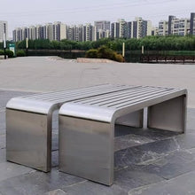 VOLDAX Outdoor Garden Bench, 2-Person Patio Garden Benches, Stainless Steel Patio Bench, Seat Backless Bench, Rectangular Dining Chair for Yard, Park, Balcony (Size : 100cm/39in)