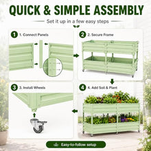 EXPEAK Galvanized Raised Garden Bed 6x2x3 ft, Dual-Tier Elevated Metal Garden Bed with Lockable Wheels, Planter Raised Beds for Vegetables, Herbs & Flowers, Green