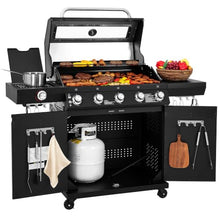 Grills House GEA5001H 5-Burner Gas Grill With Infrared Side Burner Black
