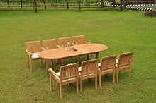 WholesaleTeakFurniture Grade-A Teak Wood 9 Pc Dining Set with 94" Oval Table and 8 Napa Stacking Arm Chairs