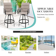 Vongrasig 4 Piece Outdoor Patio Swivel Bar Chairs, All Weather Padded Sling Textile High Top Bar Stools, Bistro Set for Backyard, Lawn Garden, Balcony, Gray