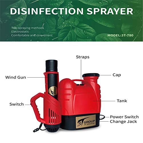 3T Group 780 Electrostatic Rechargeable Ultra Volume Spray Fogger Machine Red