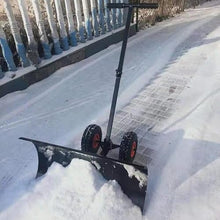 JBNCRYGD Snow Shovel with Wheels- Snow Pusher -Snow Plow Push Shovel - Angle Blade-Heavy Duty Snow Removal- (Double rods),74 * 42cm