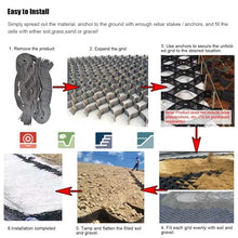 Geo Grid Geogrid Under Gravel Driveway 680 Sq Ft， Foldable Heavy Duty Ground Paver Grids for Erosion Control, Garden Subgrade Work Honeycomb Gravel Grid ( Color : H: 3.9 In , Size : 19.7x36.1ft/6x11m