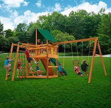Gorilla Playsets Navigator Wooden Swing Set with Green Canopy Brown