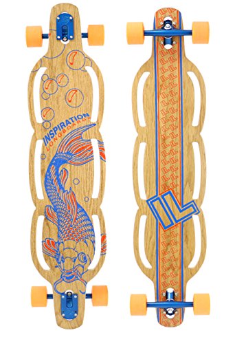 Inspiration Longboards Bamboo Composite "HANDELS" Longboard Complete with Paris Trucks and Divine Wheels Orange and Blue