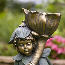 Zaer Ltd. Large Magnesium Fairy Statues for Outdoor Use (Standing Fairy with Flower Tato)