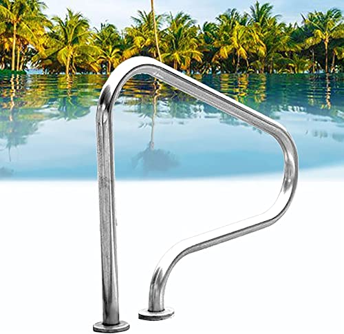 MSHOSAC Stainless Steel Pool Handrail, 304 Rust-Resistant Safety Rail with Mounting Kit for Swimming Pools & Outdoor Areas