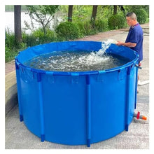 JINMLBO Aquarium Pool Pond with Drain Valve, Portable Water Storage Tank PVC Canvas with Stand Solid Structure for Aquaculture, Outdoor Cisterns, Children's Pools (Color : Blue, Size : 1.8x1.2m)