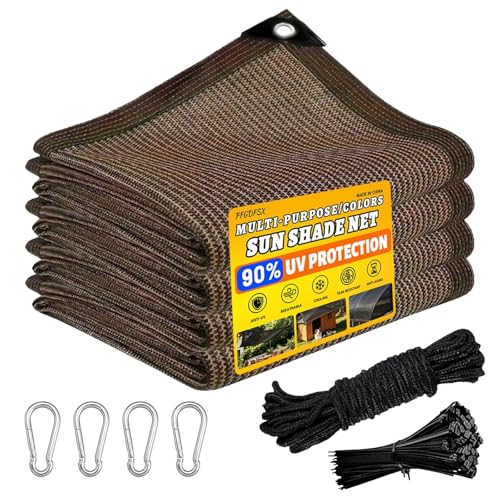 PFGDFSX 90% Shade Cloth Sun Shade Fabric Privacy Screen Shade Cover for Patio Garden Pergola Shade Cover Canopy with Gromments（Brown 20 x 40 FT）
