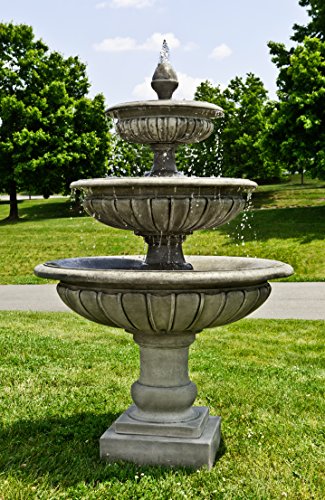 Campania International FT-240-BR Three Tier Longvue Fountain, Brown Stone Finish