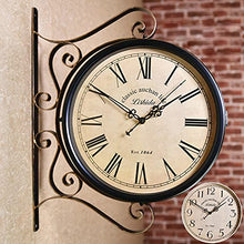 EHVYBDX Outdoor Garden Wall Clock, Wrought Iron Retro Double Sided Station Clock Garden Clock,Rotation Waterproof Outdoor Clock Decoration Outside Clock Decorative