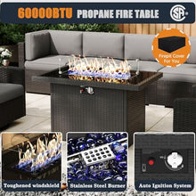 KHOLH Patio Furniture Set with Fire Pit Table, 15 Pieces Outdoor All-Weather Wicker Conversation Sectional Chair Sofa Set with 4 Swivel Chairs