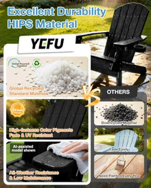 YEFU Adirondack Chairs Set of 4 with Cup Holder, Weather Resistant, Black