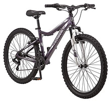 Mongoose Flatrock Womens Hardtail Mountain Bike 26-Inch Wheels 21 Speed Twist Shifters 16-Inch Lightweight Aluminum Frame Purple