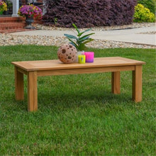 Afuera Living Outdoor Teak Wood Coffee Table, 48 x 24 x 18 in, Natural Oil Finish, Sustainable Plantation Teak, Chunky Base for Stability, Rectangular Patio Table for Drinks and Snacks