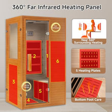 Real Relax Infrared Home Sauna, 1 Person Far Infrared Saunas for Home, Canadian Hemlock Wooden Indoor Sauna Room with LCD Control Panel, Bluetooth Speakers